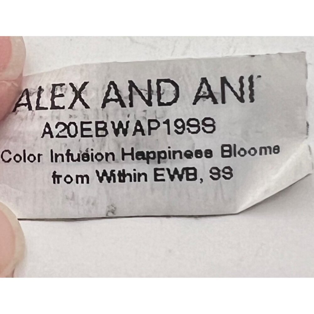 Alex And Ani Silver Tone Bangle Bracelet Happiness Blooms From Within Pink NWT - Picture 4 of 5